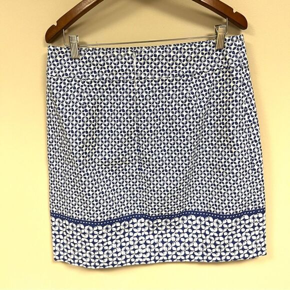 Talbots blue/white floral print cotton/ spandex skirt 10 - Picture 4 of 5
